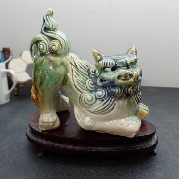Vintage Chinese Porcelain Foo Dog Sculpture Figurine Shi Shishi Guardian Statue - Picture 11 of 13